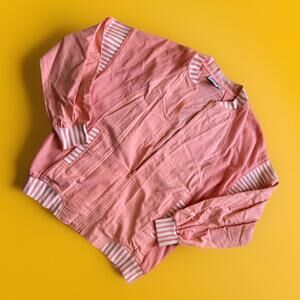 Vintage 70s 80s Golden Girls Peachy Pink Cotton Bomber Varsity Jacket